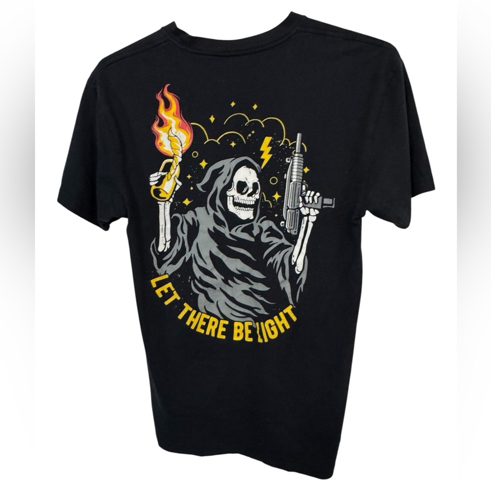 Black Zero Foxtrot Military Biker Graphic Tee Guns Skeleton Men’s S
